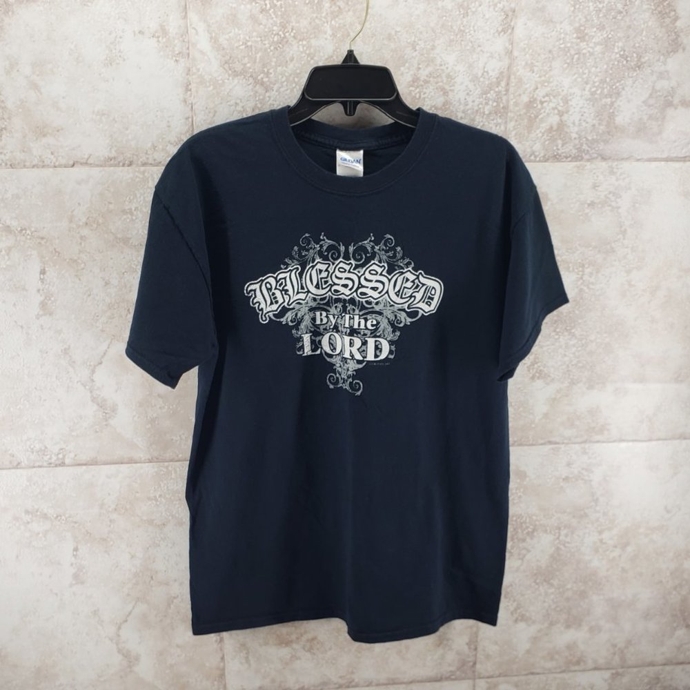 Black Blessed By The Lord Gildan Graphic Print Short Sleeve T Shirt Size L